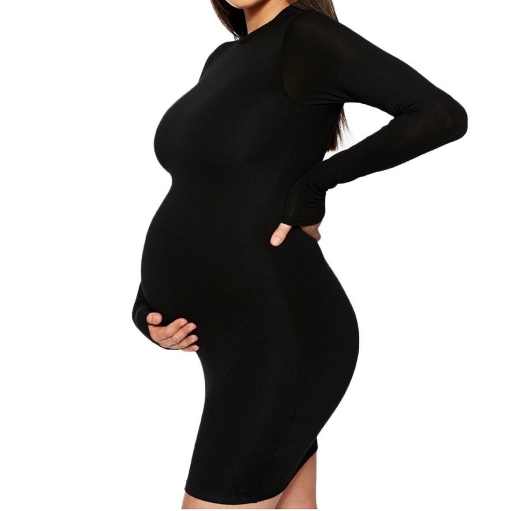 Naked Wardrobe GRAY* Baby Mama Crew Neck Mini Dress